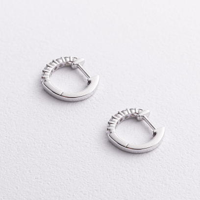 Сережки - кільця в білому золоті (діаманти) сб0733ri №2