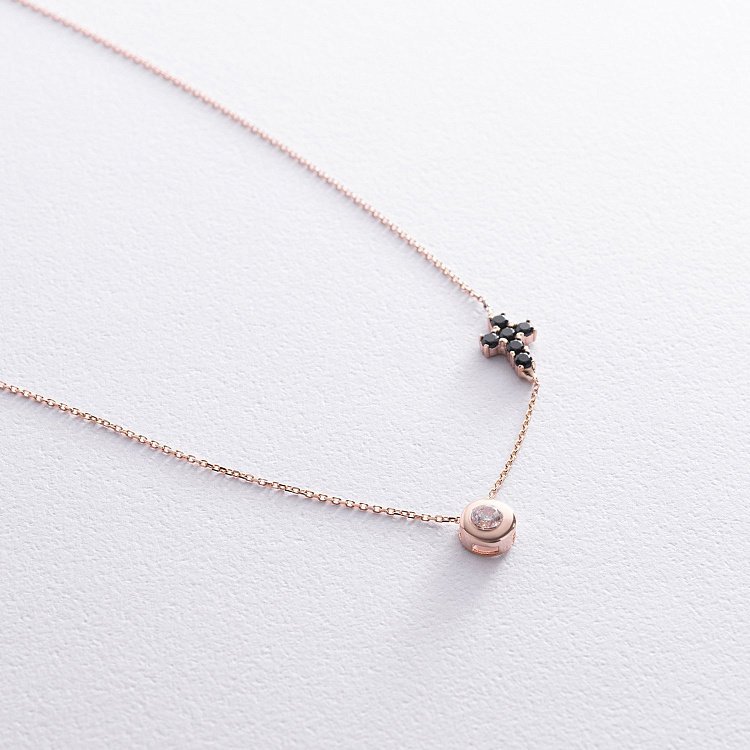 Золотое колье с крестиком (фианиты) кол02112 от ювелирного магазина Оникс - 3