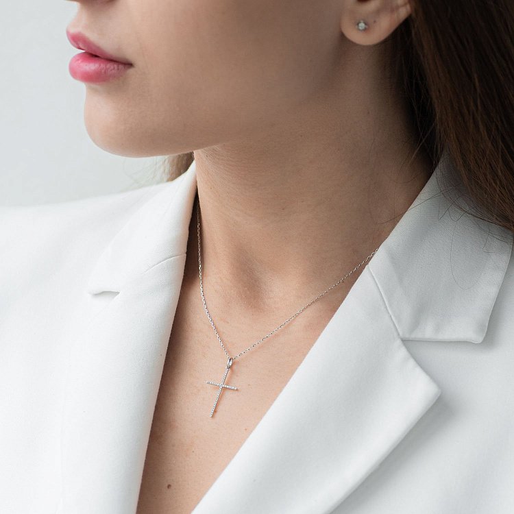 Золотий хрестик з діамантами 210916ch від ювелірного магазину Онікс - 1