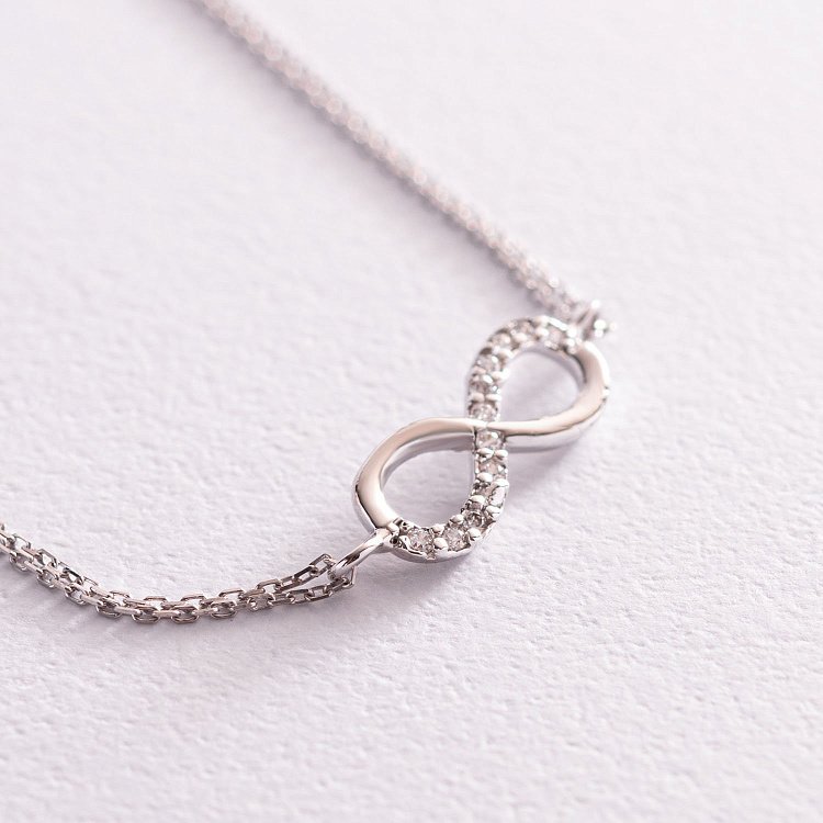 Браслет "Бесконечность" в белом золоте (фианиты) б04853 от ювелирного магазина Оникс - 1