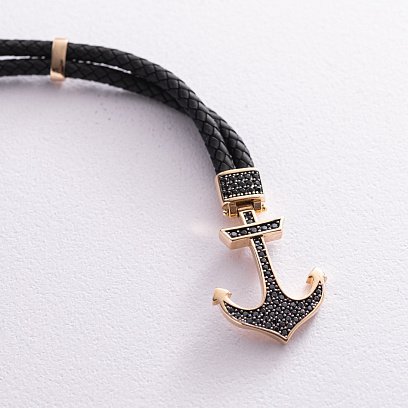 Каучуковий браслет в золоті "Якір" з фіанітами б02348 №3