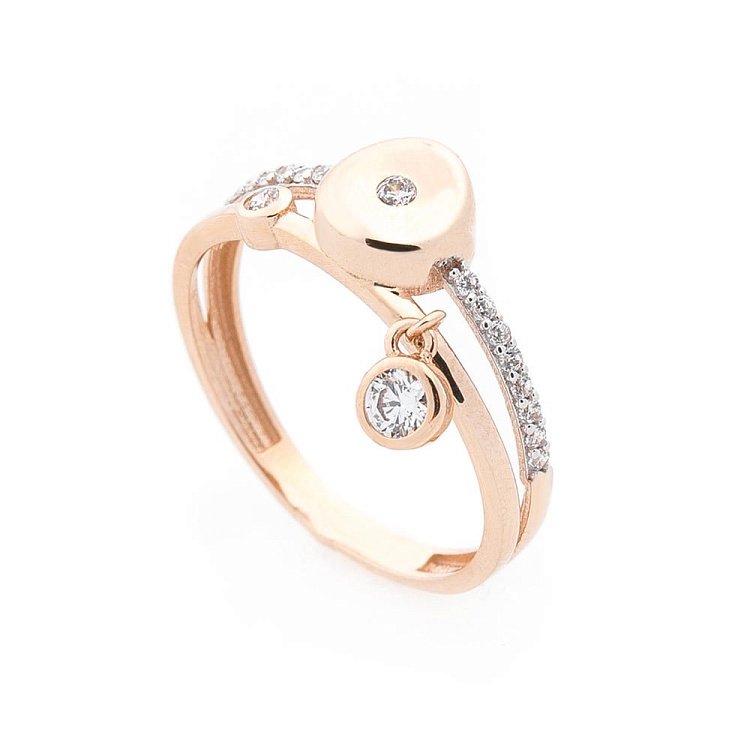 Золота каблучка з фіанітами к05703 від ювелірного магазину Онікс