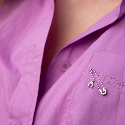 Золота шпилька "Підкова" (фіаніти) зак00323 №2