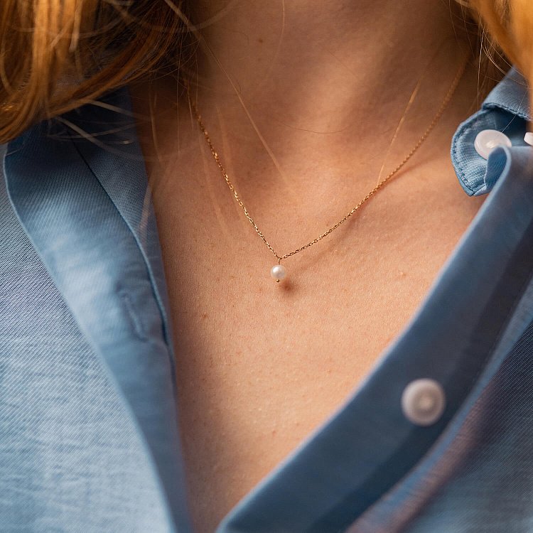 Кольє з перлиною (червоне золото) кол02402 від ювелірного магазину Онікс - 1