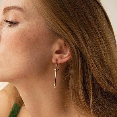 Серьги "Гвоздь" в красном золоте с08156 №4