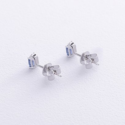 Золоті сережки - пусети (сапфіри, діаманти) сб0502nl №5