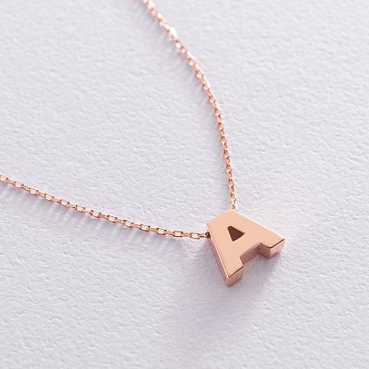 Кольє з буквою "А" в червоному золоті кол01256А №3