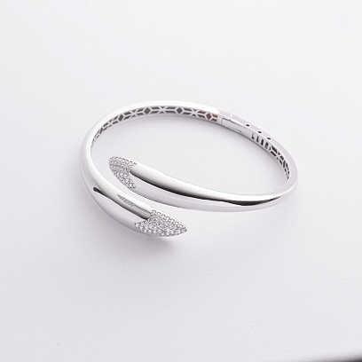 Жесткий браслет "Rosemarie" в белом золоте (фианиты) б05605 №5