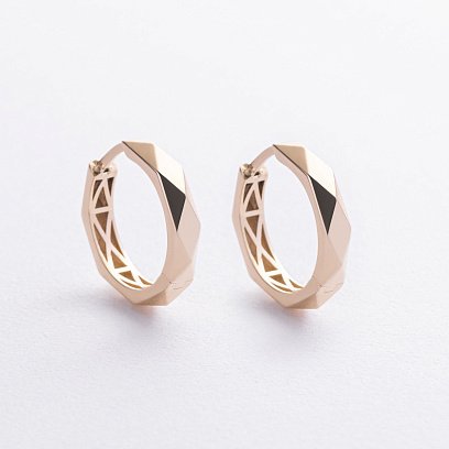 Сережки - кільця "Грані" у жовтому золоті с09302