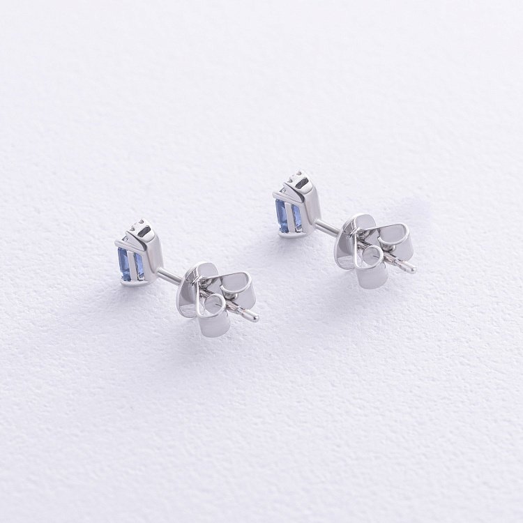 Золоті сережки - пусети (сапфіри, діаманти) сб0502nl від ювелірного магазину Онікс - 4