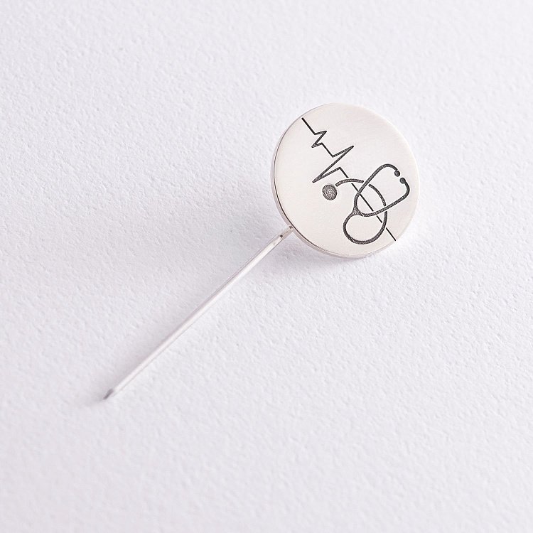 Медичний значок "Стетоскоп" в сріблі 20046 від ювелірного магазину Онікс