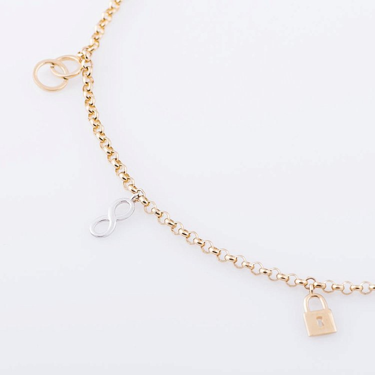 Золотой браслет на ногу (фианит) б02746 от ювелирного магазина Оникс - 1