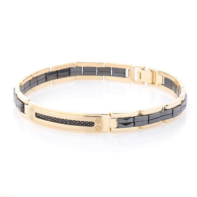 Золотой браслет (керамика, фианит) б04051 от ювелирного магазина Оникс