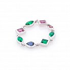 Серебряное кольцо с разноцветными фианитами 112034 от ювелирного магазина Оникс