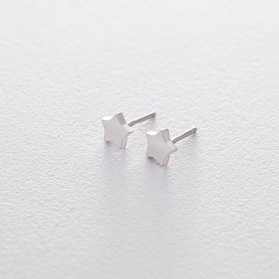 Золотые серьги-гвоздики со звездочками с06184