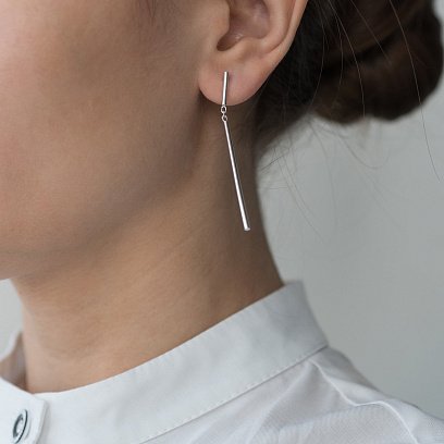 Серебряные серьги - пусеты в стиле минимализм 122586 №10