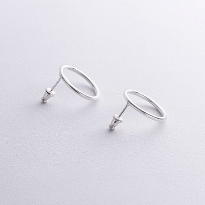 Серьги - пусеты Большой круговорот в серебре 1.9 см 122547 №4