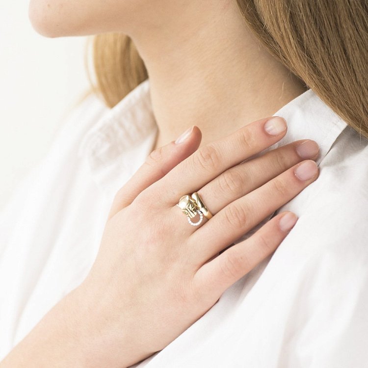 Золотое кольцо "Пантера" с фианитами к06082 от ювелирного магазина Оникс - 5