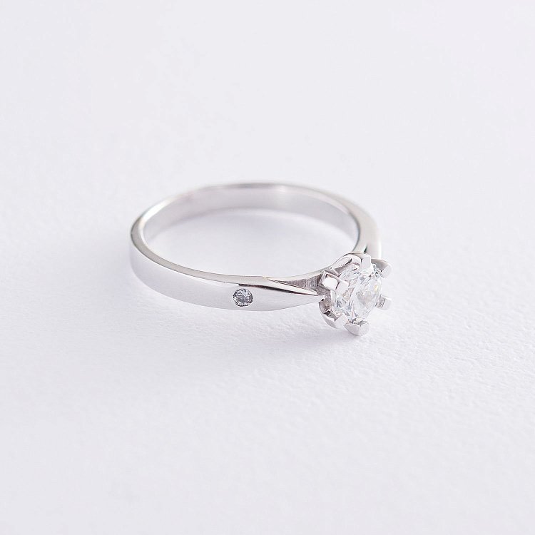 Помолвочное кольцо в белом золоте (фианит) к06507 от ювелирного магазина Оникс - 2