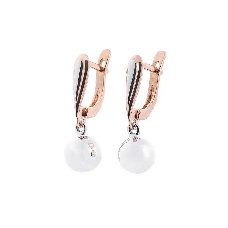 Золоті сережки "Шарик" на англійській застібці с04746 від ювелірного магазину Онікс - 2