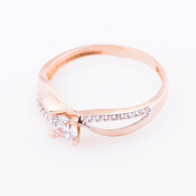 Золотое помолвочное кольцо с фианитом к03368 от ювелирного магазина Оникс - 1