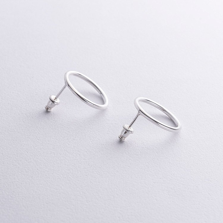 Серьги - пусеты Большой круговорот в серебре 1.9 см 122547 от ювелирного магазина Оникс - 9