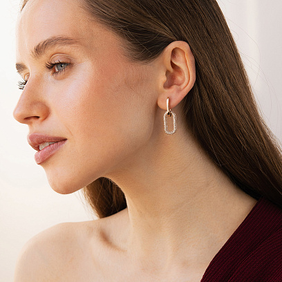 Серьги "Daniela" с фианитами (красное золото) с09033 №3