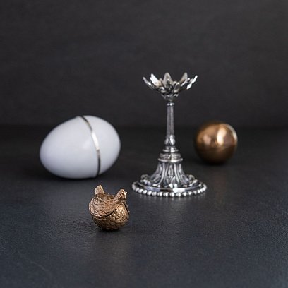 Серебряная фигура "Яйцо Фаберже Курочка" ручной работы 23135 №2