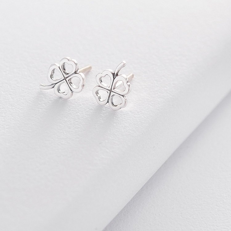 Серебряные серьги-пусеты "Клевер" 122477 от ювелирного магазина Оникс - 2