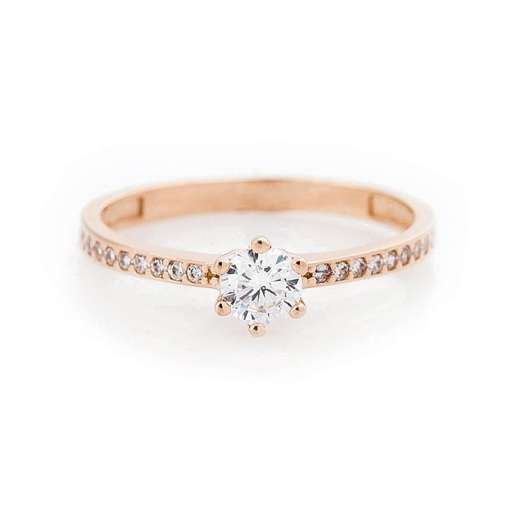 Золотое помолвочное кольцо с фианитами к03543 от ювелирного магазина Оникс - 2