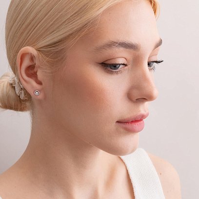 Золоті сережки - пусети 2 в 1 з діамантами 330671121 №6