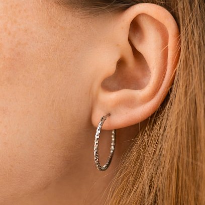 Сережки - кільця у сріблі (2.4 см) 122960 №2