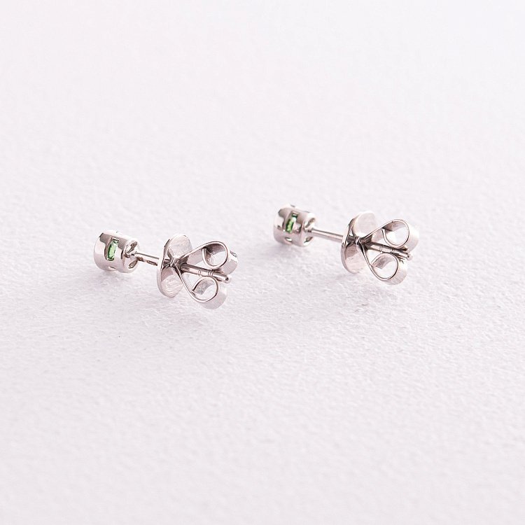 Золотые серьги - пусеты с цаворитами сб0184gl от ювелирного магазина Оникс - 4