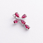 Золотйй хрестик з рубінами і діамантом пб0377nl от ювелирного магазина Оникс