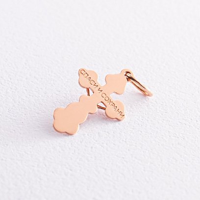 Золотий хрестик "Розп'яття. Спаси та Збережи" (фіаніт) п03700 №2 Oniks Золотий хрестик "Розп'яття. Спаси та Збережи" (фіаніт) п03700 №2