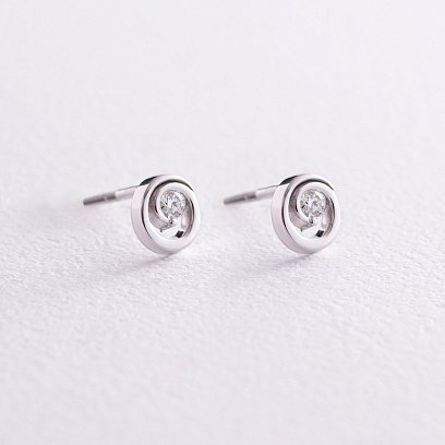 Золотые серьги - пусеты с бриллиантами 31221121