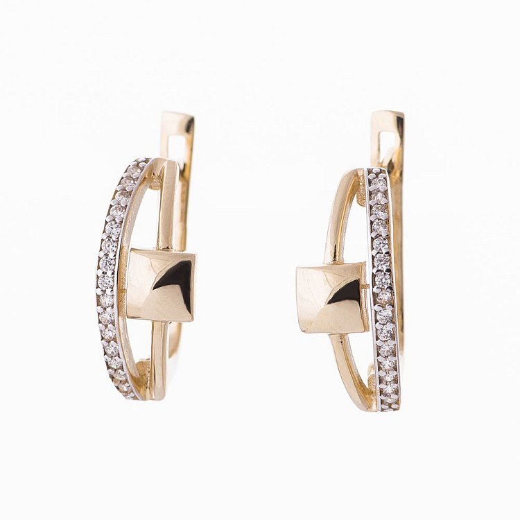 Золоті сережки з фіанітами с04915 від ювелірного магазину Онікс