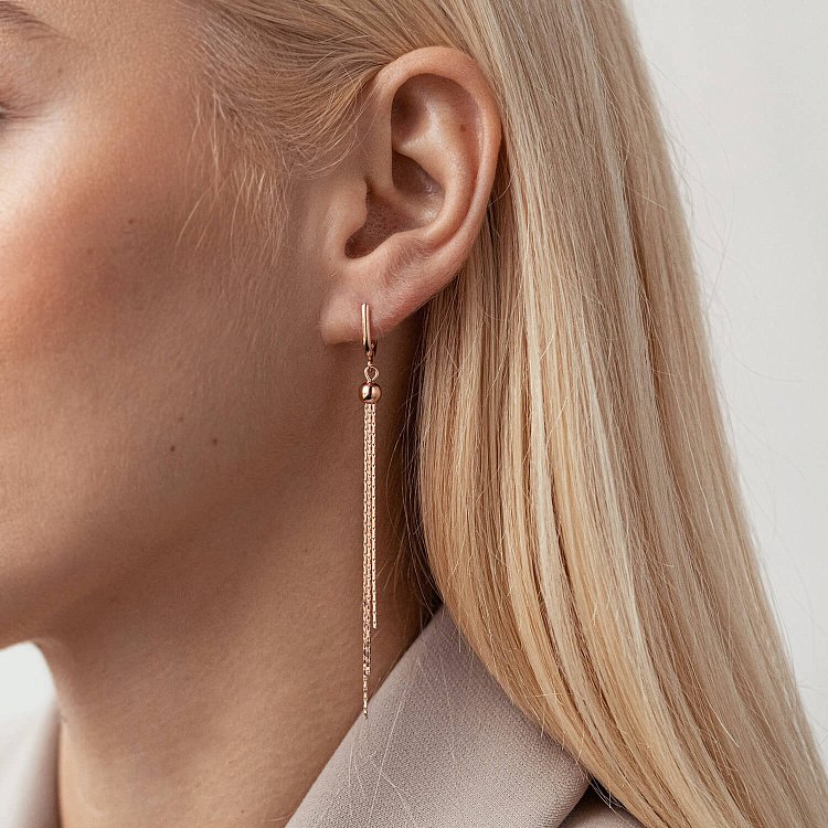 Висячі золоті сережки с06726 від ювелірного магазину Онікс - 1