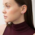 Золоті сережки - пусети "Квіточки" 2 в 1 з діамантами сб0615cha от ювелирного магазина Оникс - 8