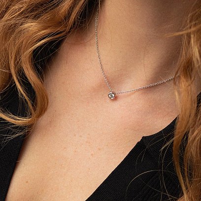 Золоте кольє з одним каменем (діамант) колб0082са №2