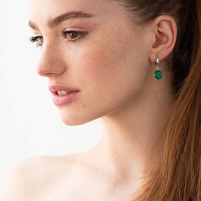 Золотые серьги "Влечение" (оникс) с05288 №4