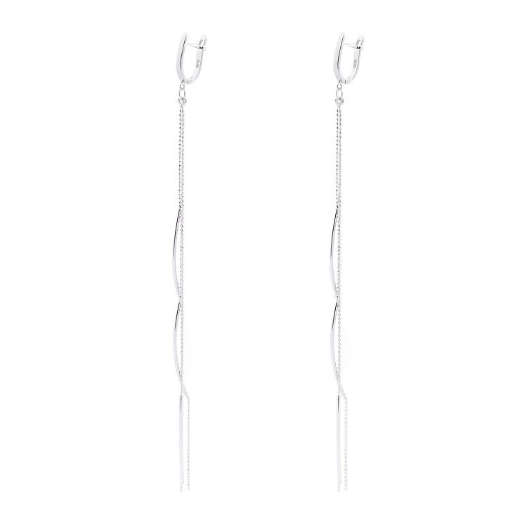 Серебряные серьги без камней 122235 от ювелирного магазина Оникс - 2