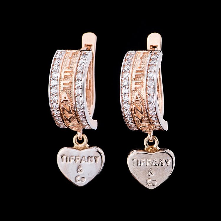 Золотые серьги с фианитами с04373 от ювелирного магазина Оникс