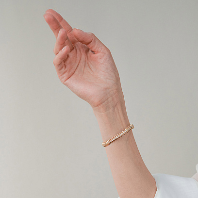 Жорсткий браслет "Teresa" в жовтому золоті (фіаніти) б05717 №3