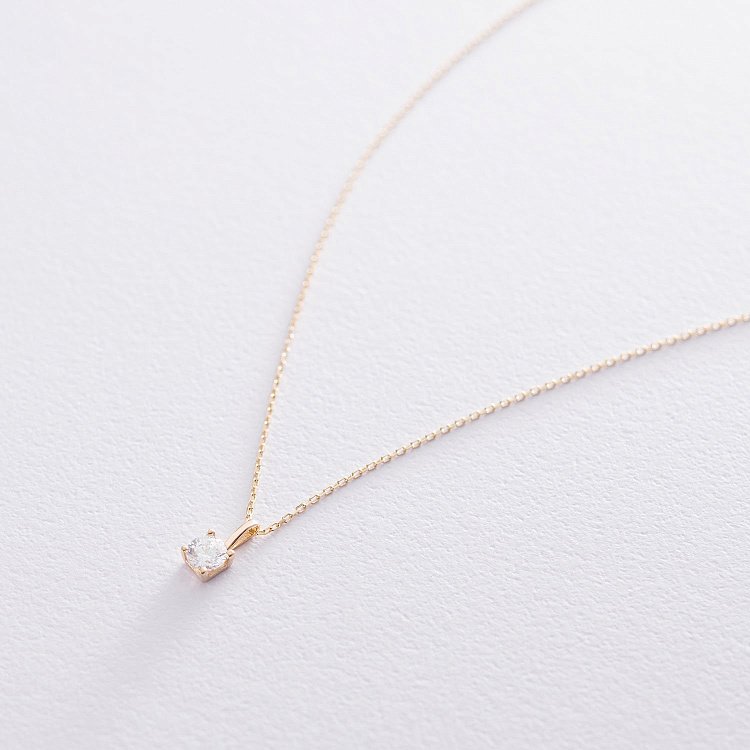 Золотое колье с фианитом кол00790 от ювелирного магазина Оникс