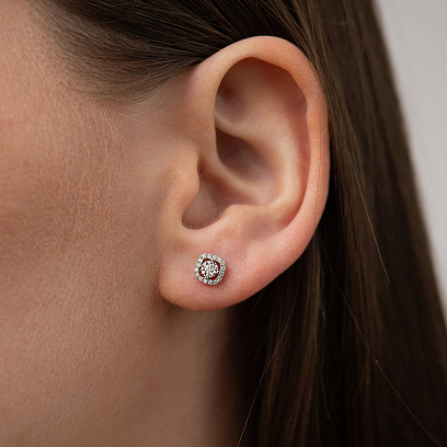 Золотые серьги - пусеты (бриллианты) сб0643ca №4