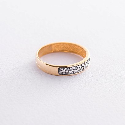 Срібна каблучка "Квіточки" з позолотою 112303 №3