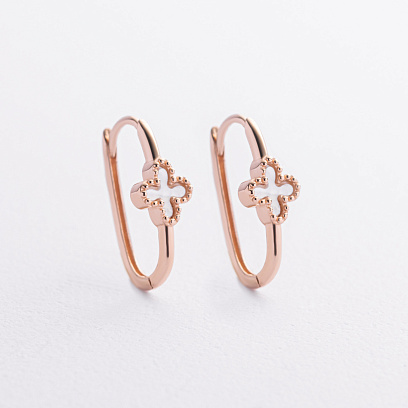 Сережки "Конюшина" з перламутром (червоне золото) с09391