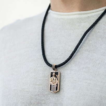 Золотой кулон "Украинский козак. Отче наш" (эбеновое дерево) 1178к №2