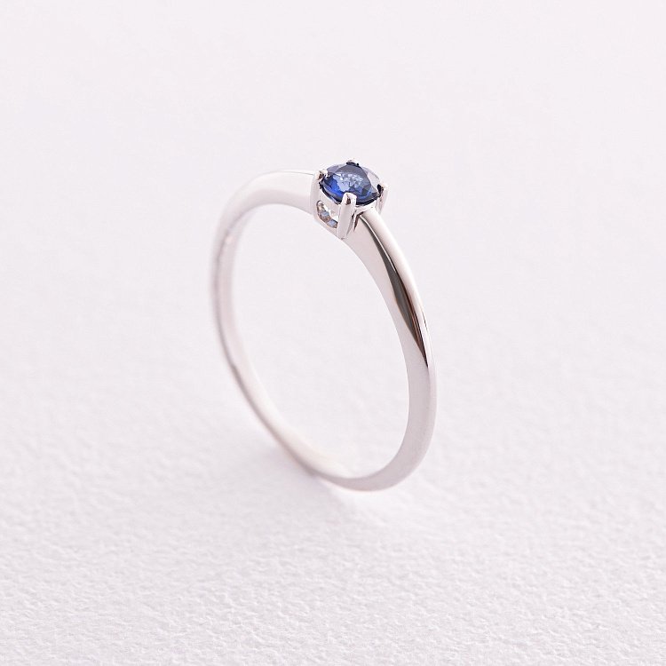 Золота каблучка з синім сапфіром кб0110gl від ювелірного магазину Онікс